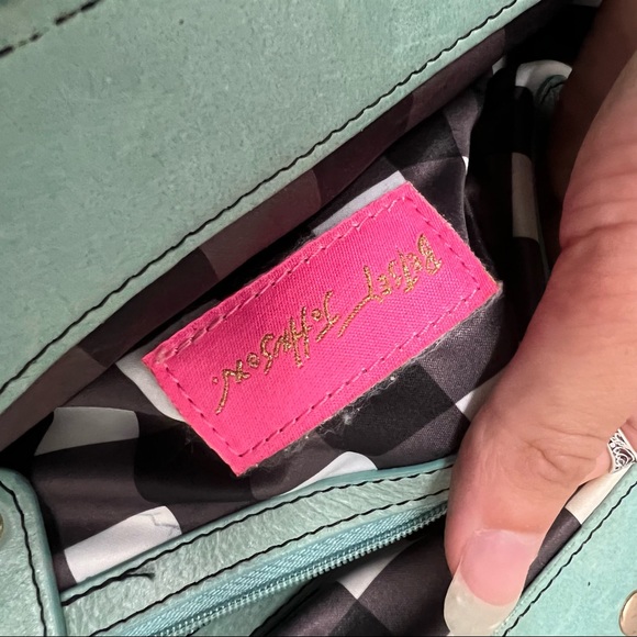 Betsey Johnson Turquoise Leather Handbag with Studs - Picture 8 of 10